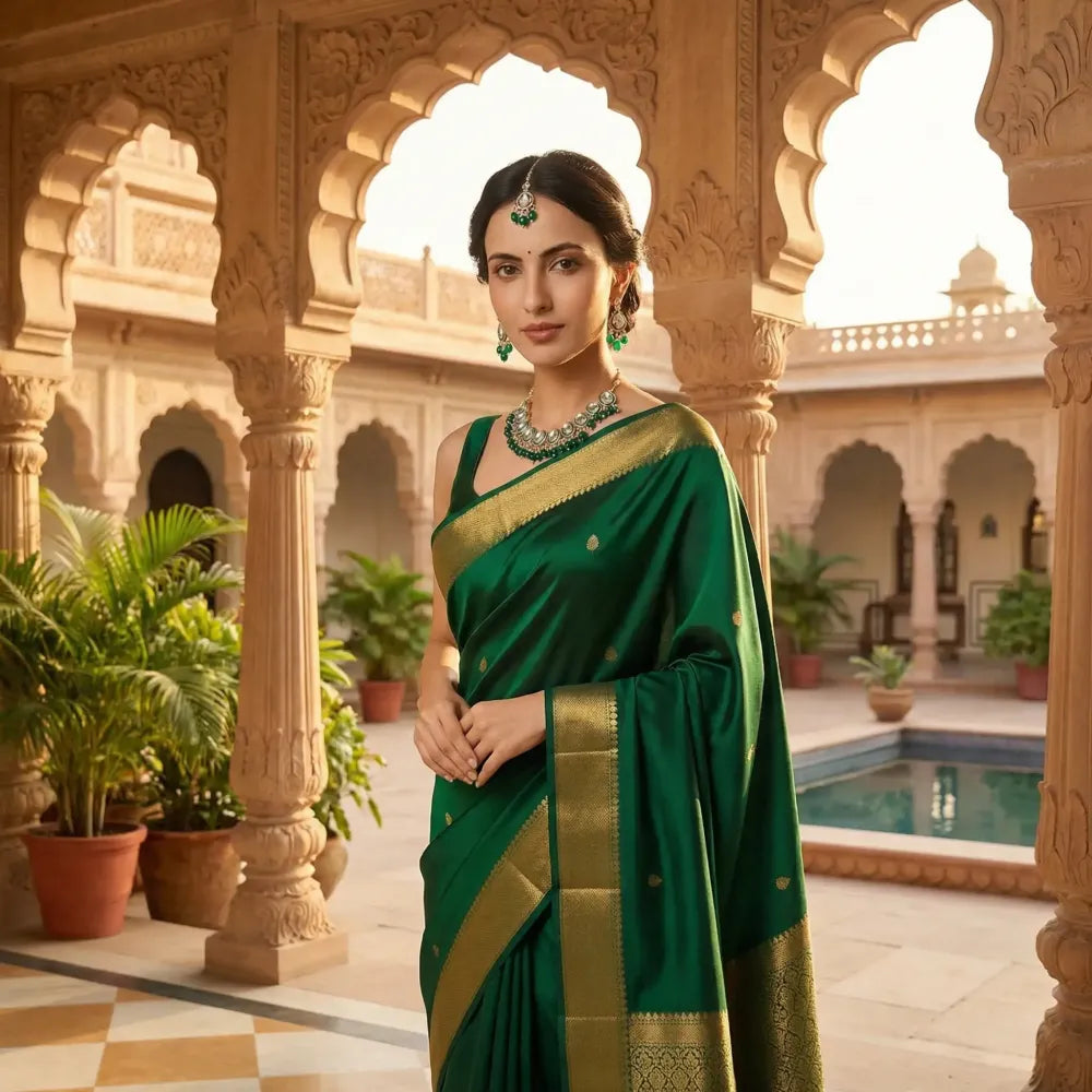 Green meenakari & kundan necklace set - jeweller set