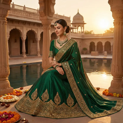 Green meenakari & kundan necklace set - jeweller set