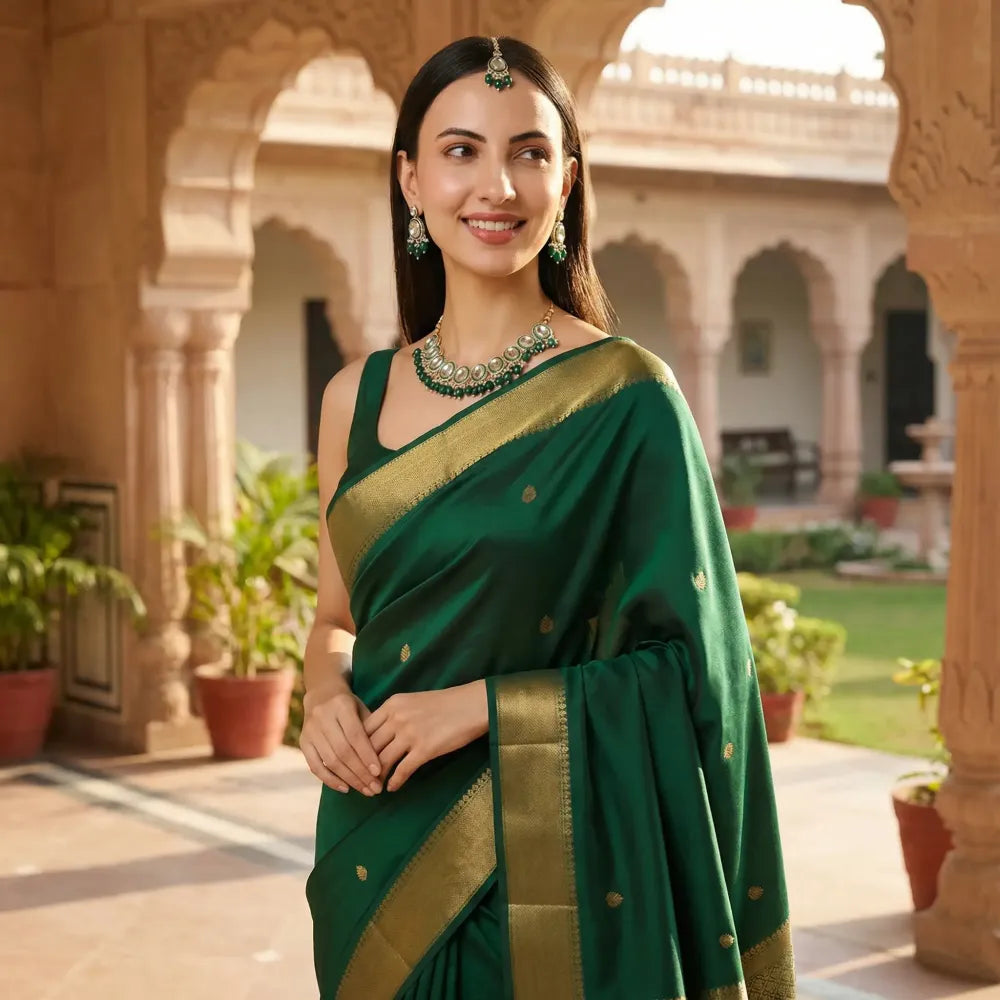 Green meenakari & kundan necklace set - jeweller set