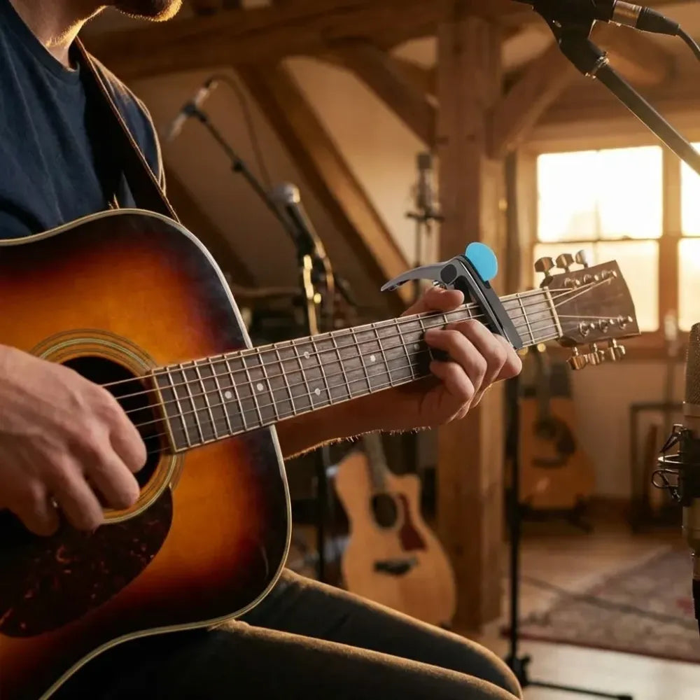 Guitar capo with pick holder - home improvement
