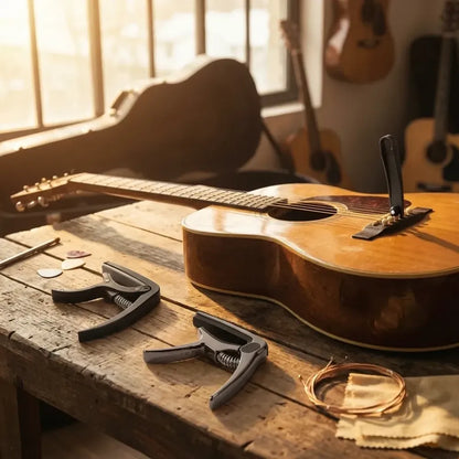 Guitar capo with pick holder - home improvement