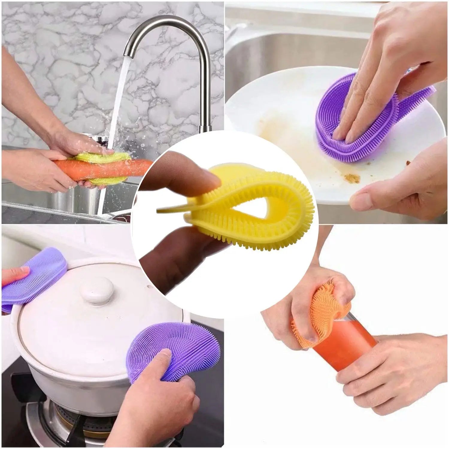 Silicone dish scrubber sponge
