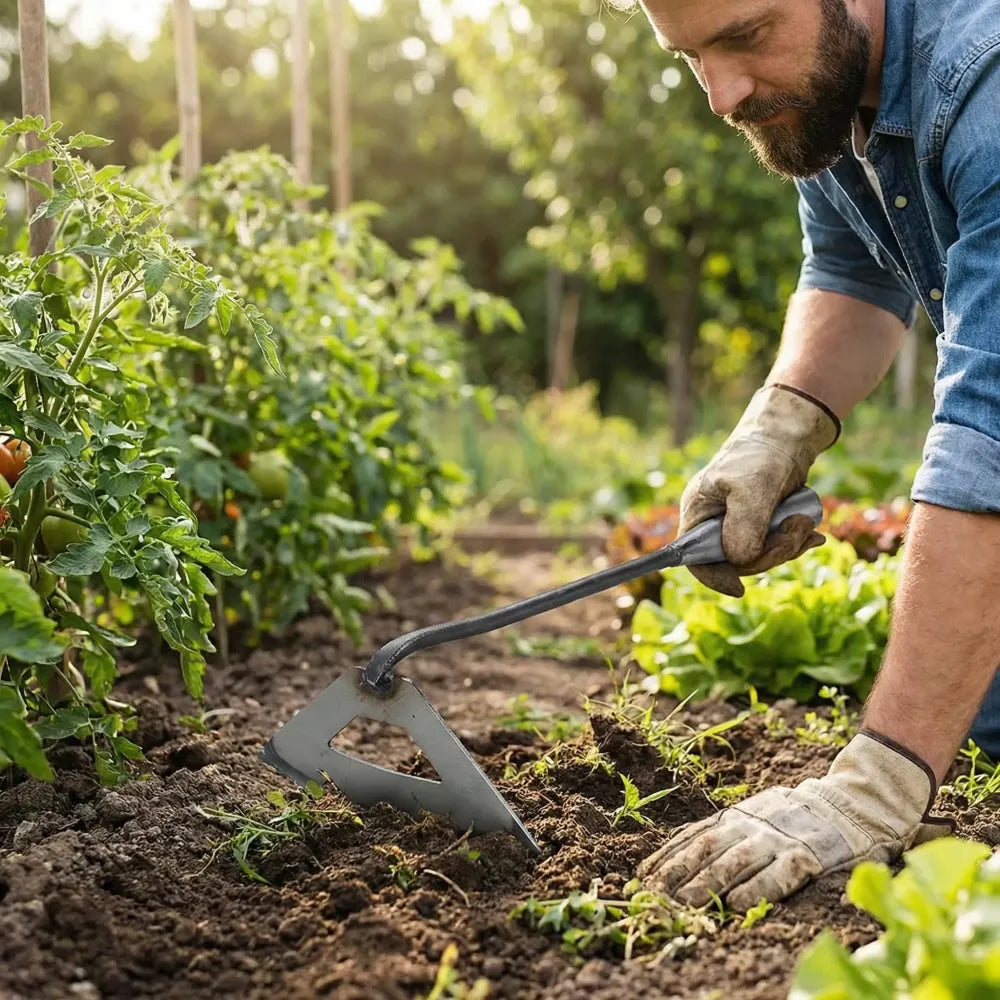 Handheld steel weeding rake