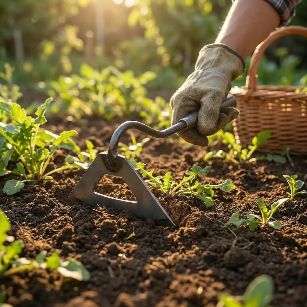 Handheld steel weeding rake