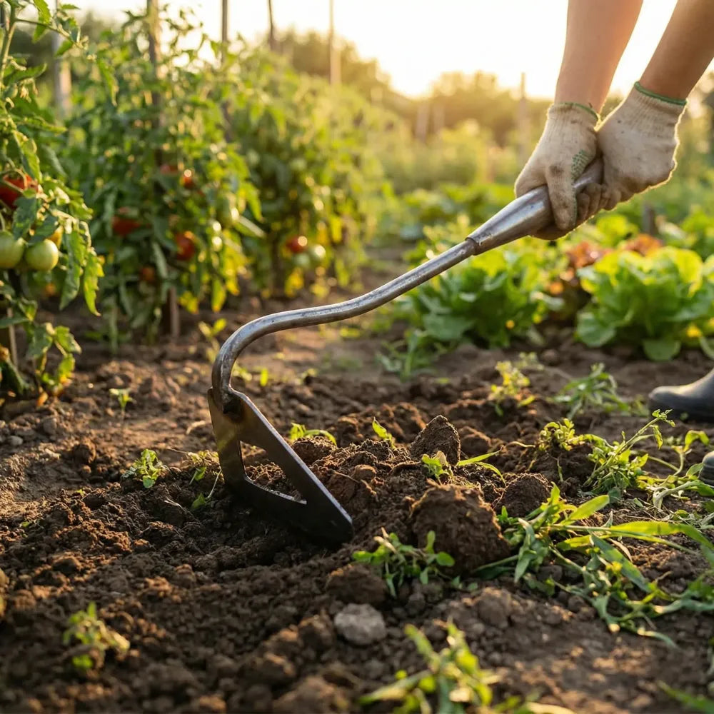 Handheld steel weeding rake