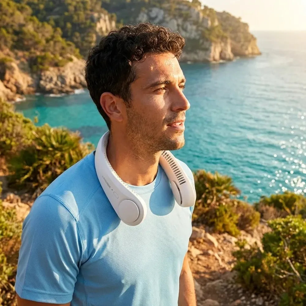 Hands free cooling neck fan