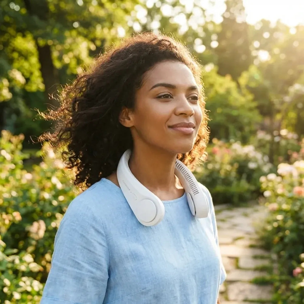 Hands free cooling neck fan