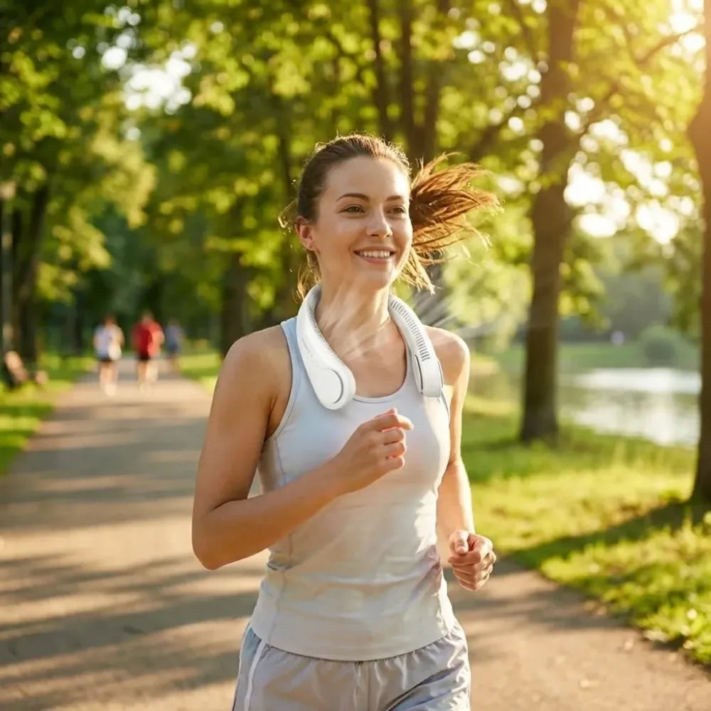 Hands free cooling neck fan