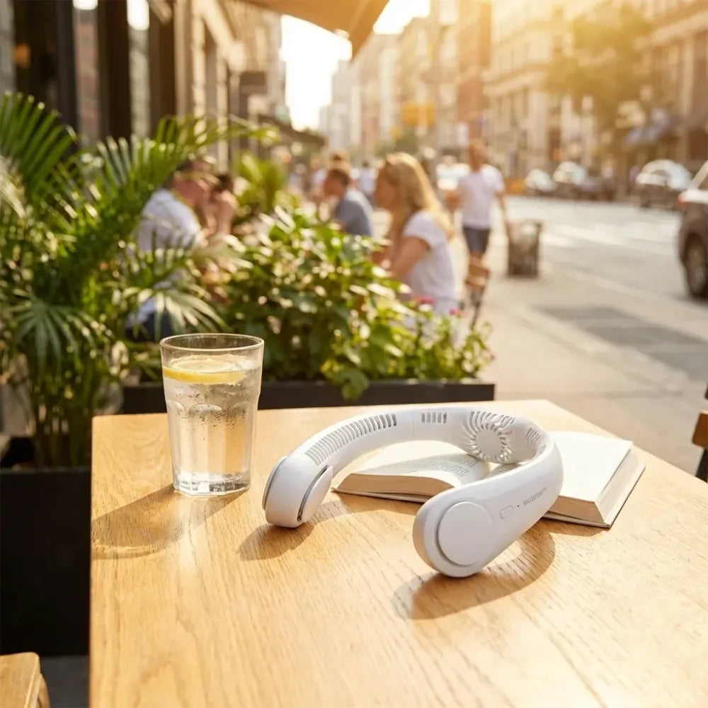 Hands free cooling neck fan