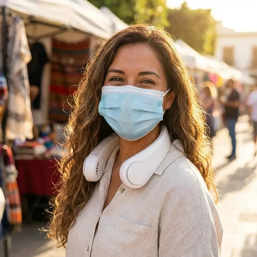 Hands free cooling neck fan
