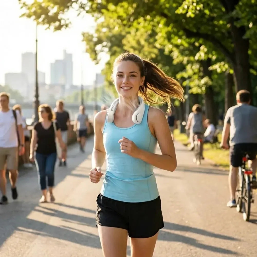 Hands free cooling neck fan