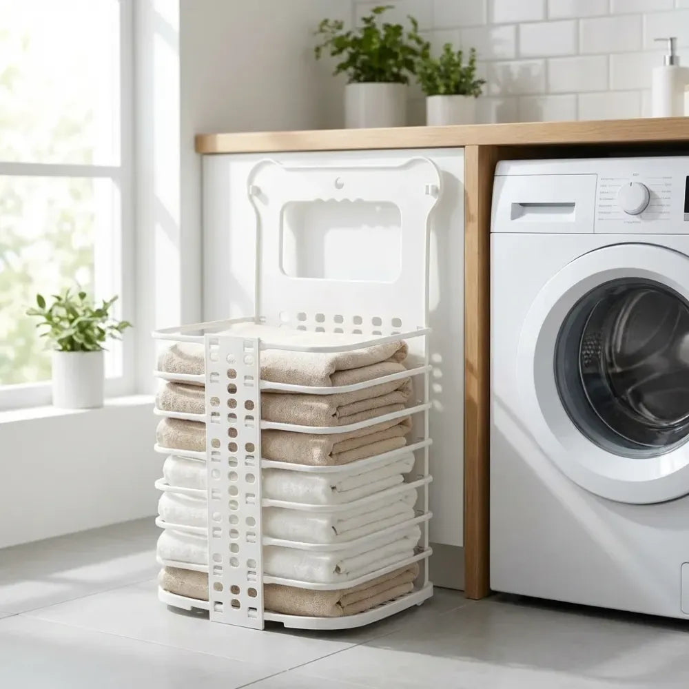 Hanging plastic laundry basket