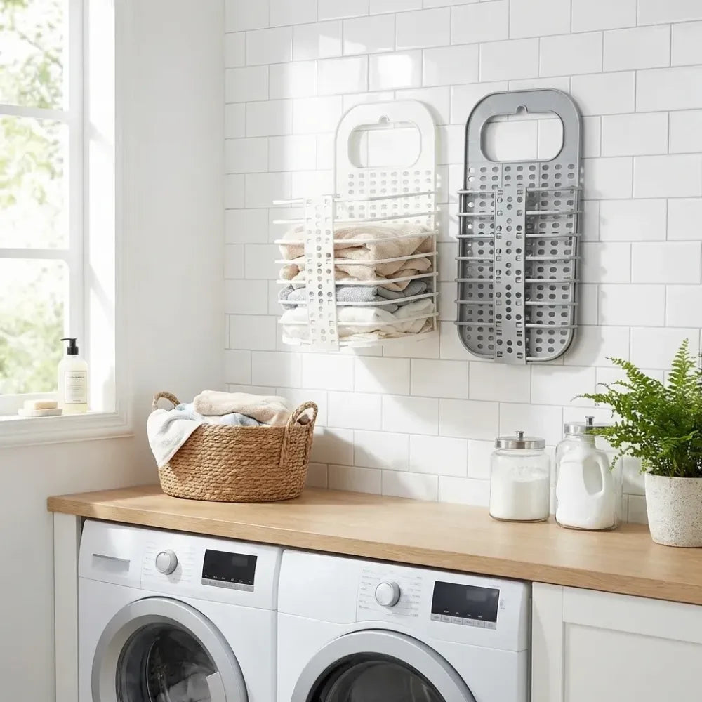 Hanging plastic laundry basket