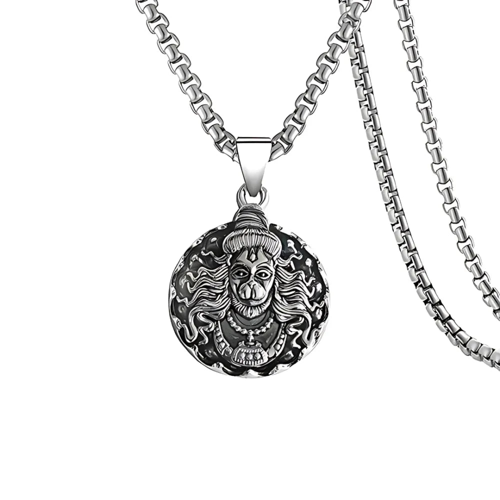Hanuman ji pendant with oxidized chain