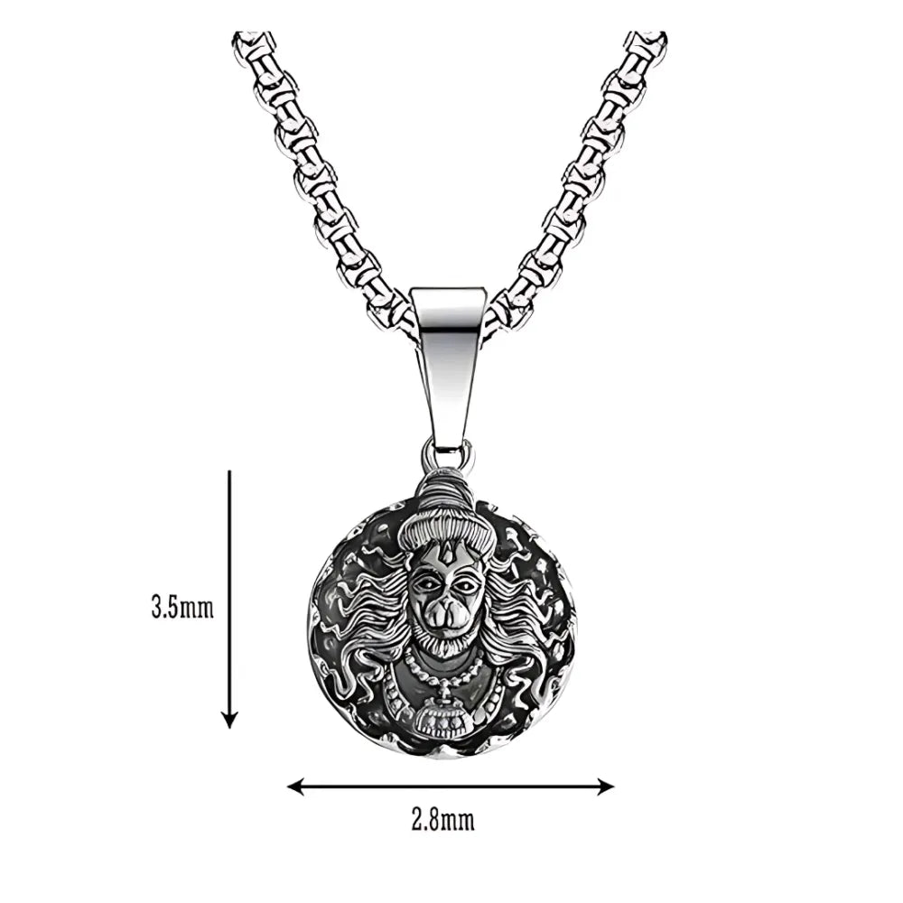 Hanuman ji pendant oxidized silver chain