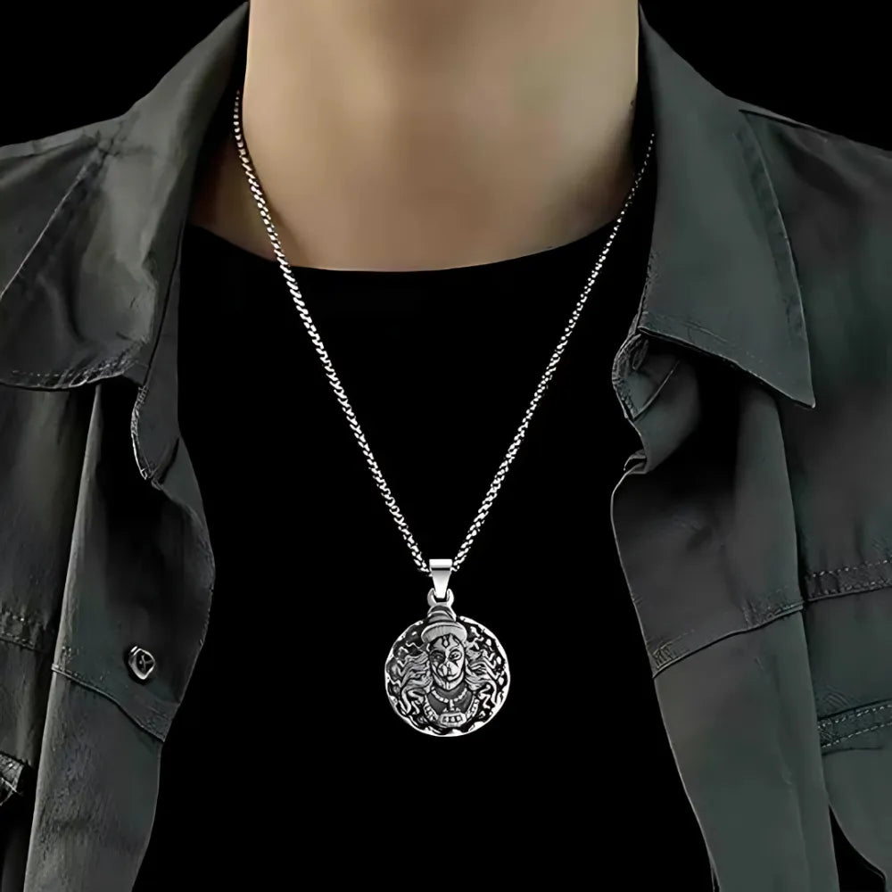 Hanuman ji pendant oxidized silver chain
