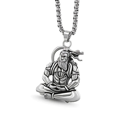 Hanuman silver locket with chain