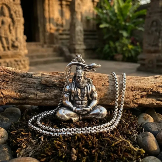 Hanuman silver locket with chain