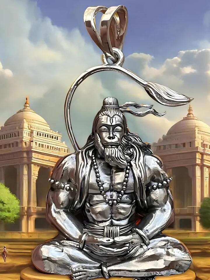 Hanuman Silver Locket With Chain
