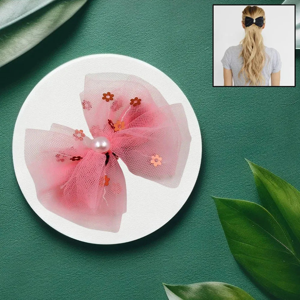 Heart-shaped bow hair clip