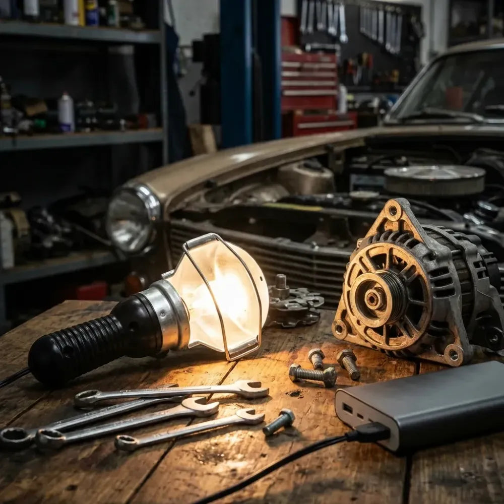 Heavy-duty hand work lamp for night repairs - home improvement