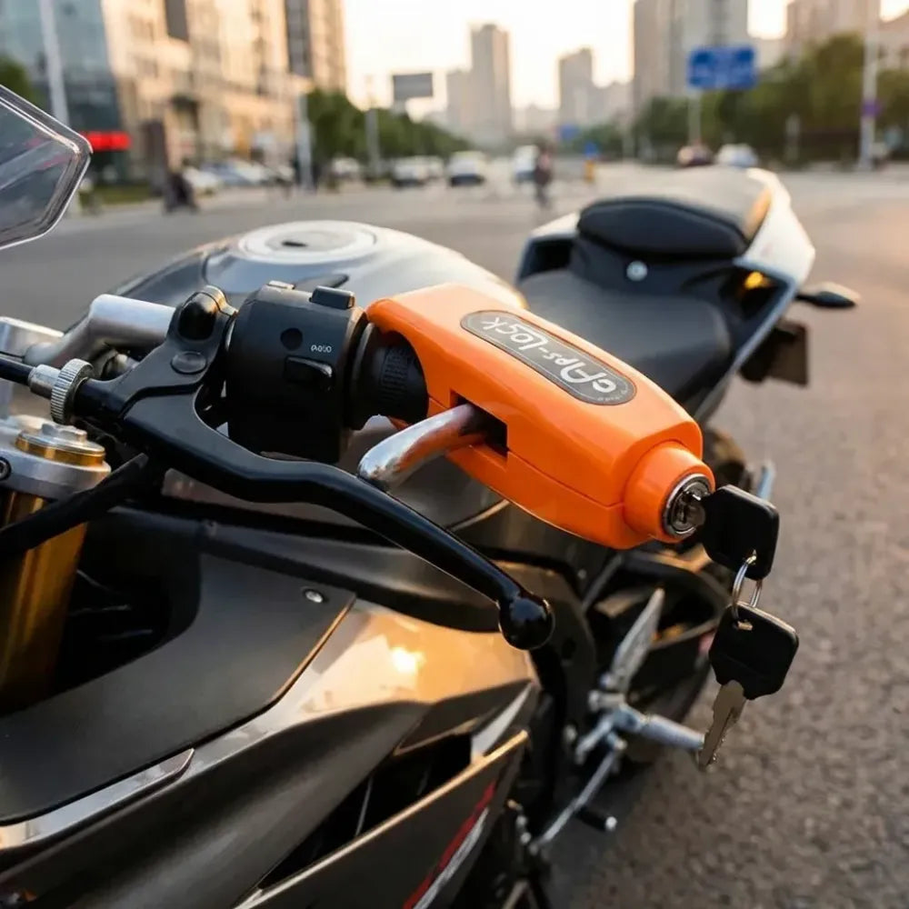 Heavy-duty motorcycle brake lock - automotive
