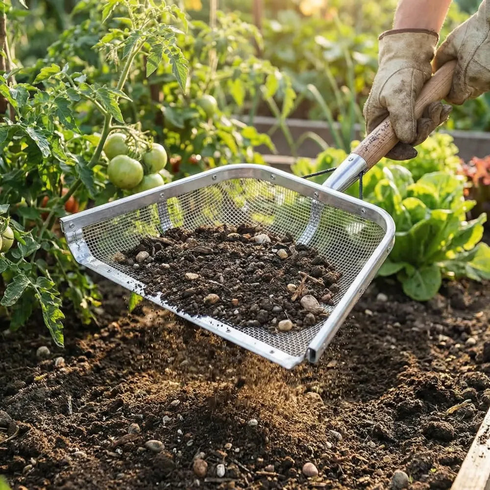 Heavy stainless steel soil shovel