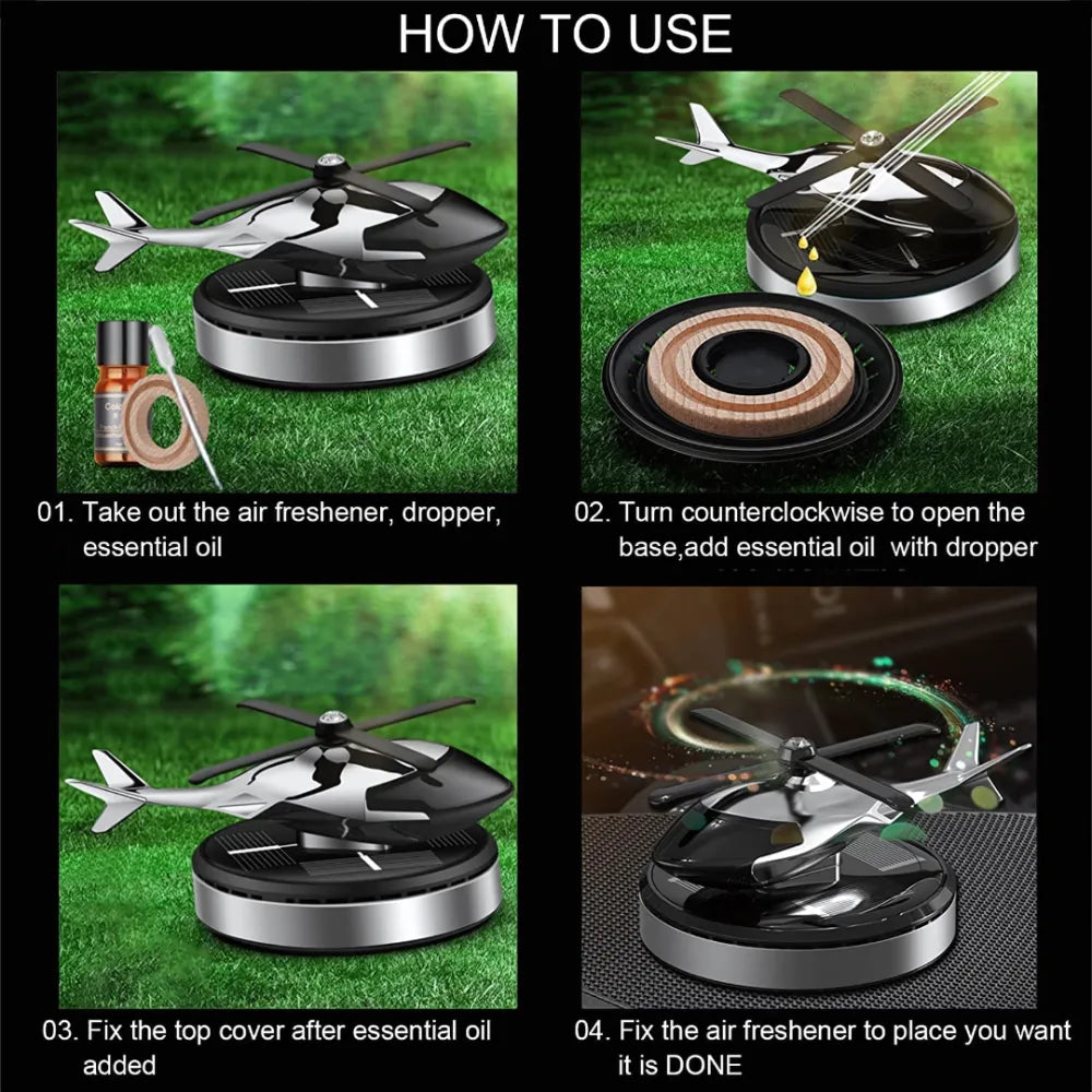 Helicopter alloy solar car air perfume diffuser