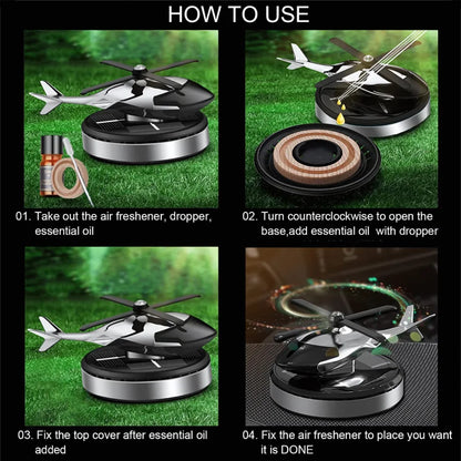 Helicopter alloy solar car air perfume diffuser