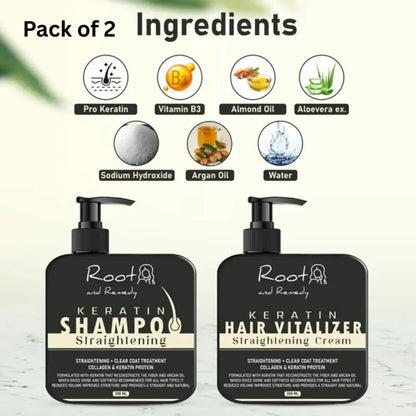Herbal pro hair straightening shampoo & keratin cream – 300ml each