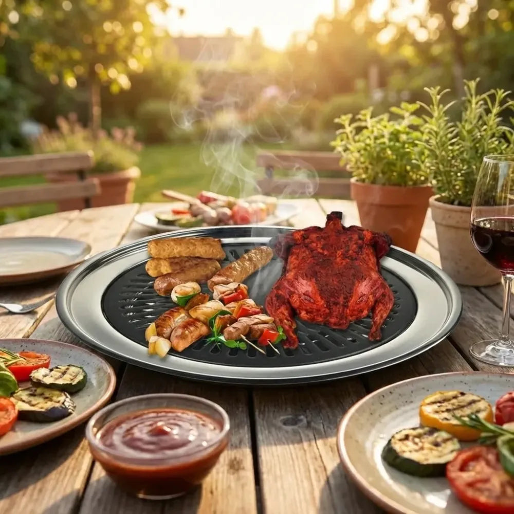 Indoor smokeless bbq grill