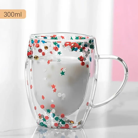 Insulated star glass mug