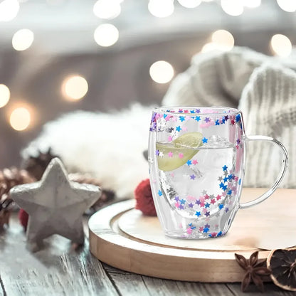 Insulated star glass mug