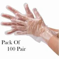 Clear disposable plastic gloves