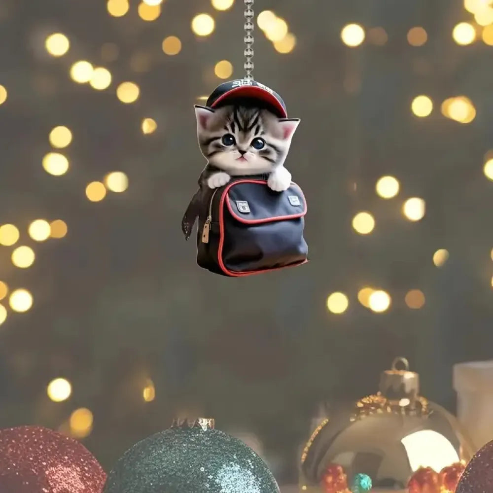 Kawaii cat acrylic pendant - car and bike accessories