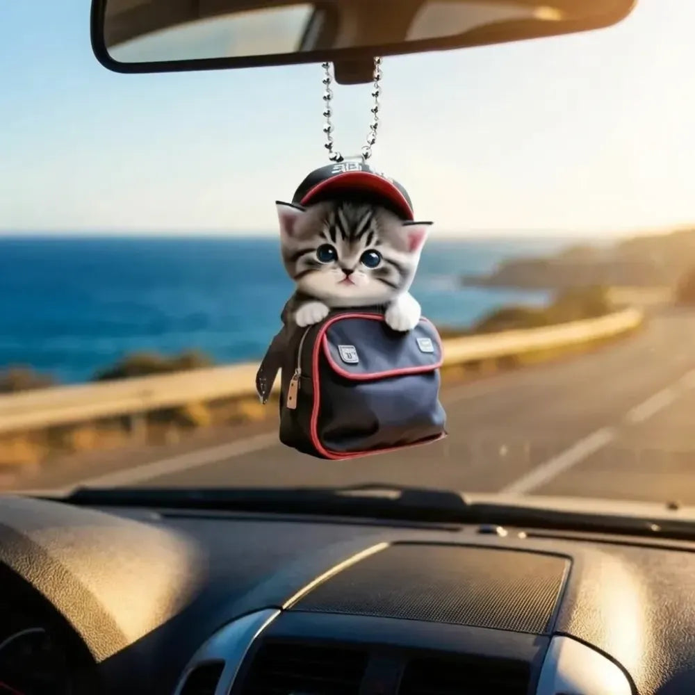 Kawaii cat acrylic pendant - car and bike accessories