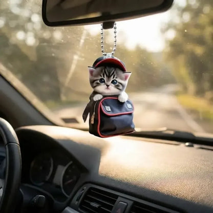 Kawaii cat acrylic pendant - car and bike accessories