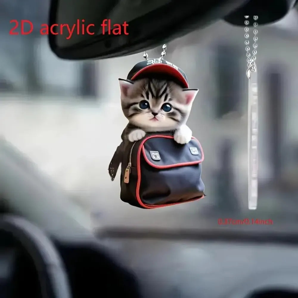 Kawaii cat acrylic pendant - car and bike accessories