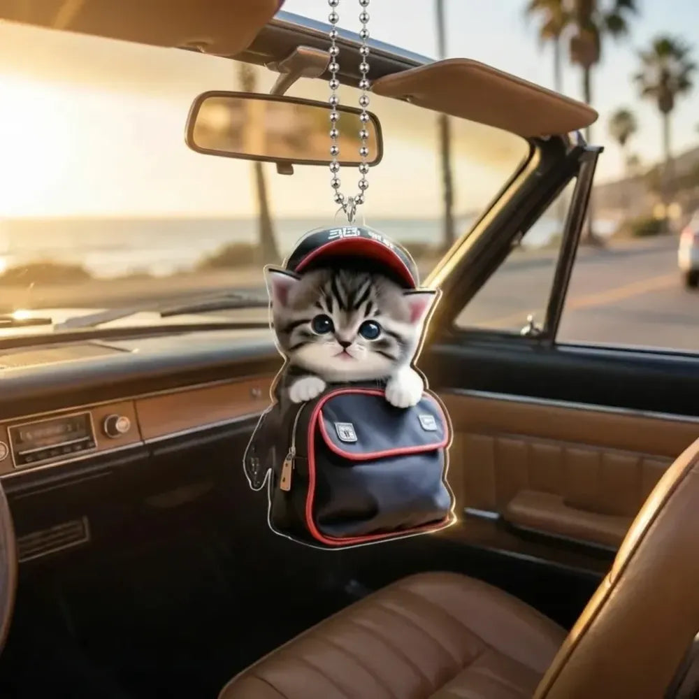 Kawaii cat acrylic pendant - car and bike accessories