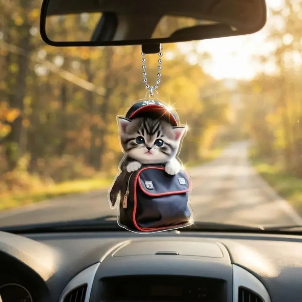 Kawaii cat acrylic pendant - car and bike accessories