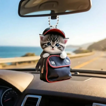 Kawaii cat acrylic pendant - car and bike accessories