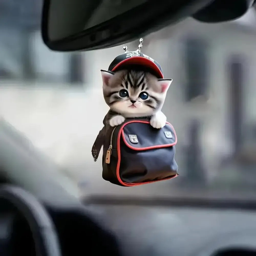 Kawaii cat acrylic pendant - car and bike accessories