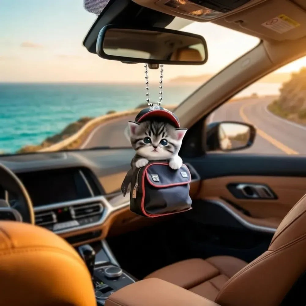 Kawaii cat acrylic pendant - car and bike accessories