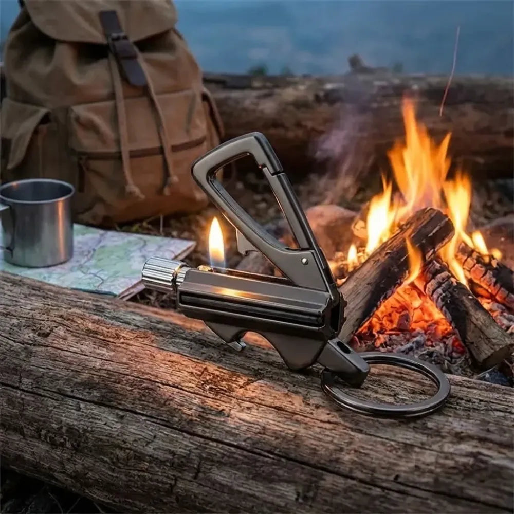 Keychain bottle opener and matchstick fire