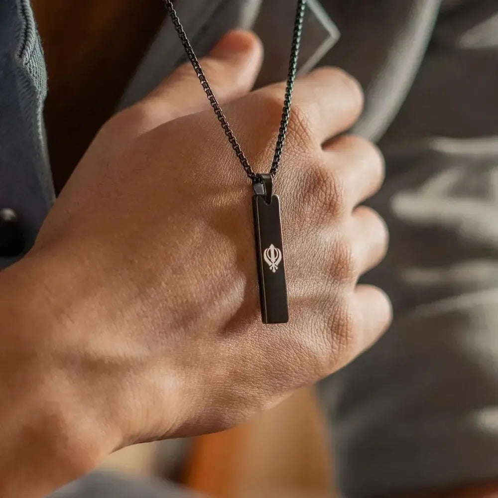 Khanda mini tag chain for men