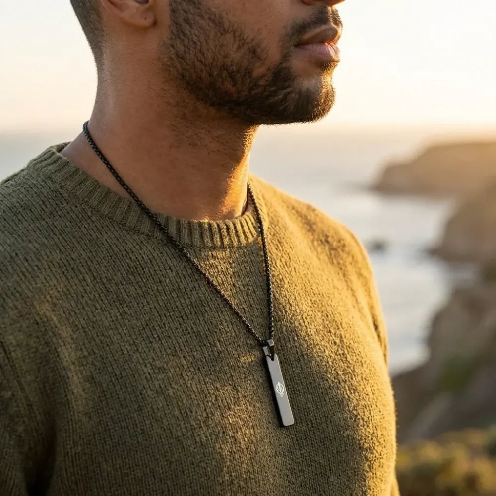 Khanda mini tag chain for men