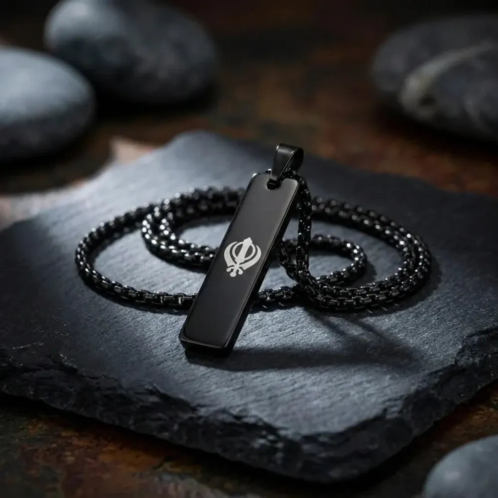 Khanda mini tag chain for men