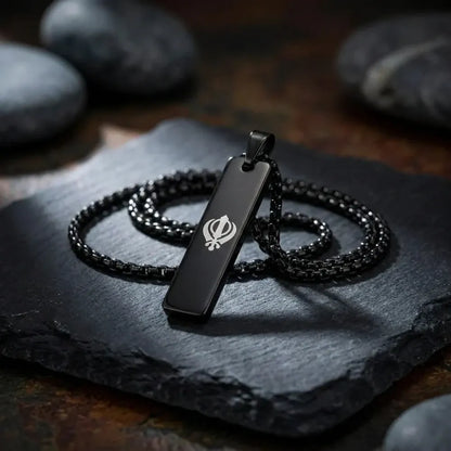 Khanda mini tag chain for men