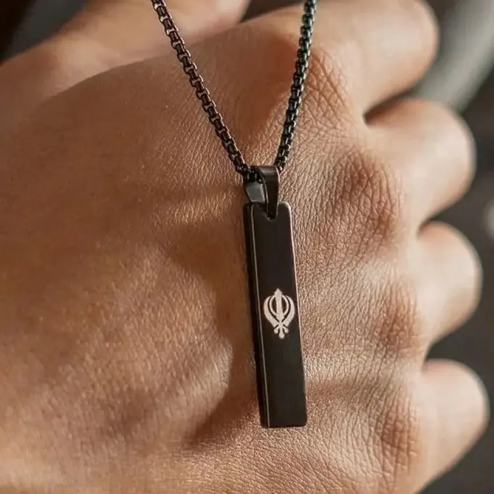 Khanda mini tag chain for men