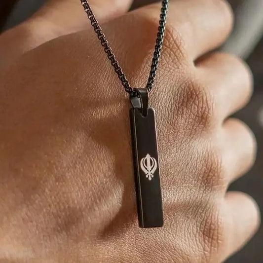 Khanda mini tag chain for men